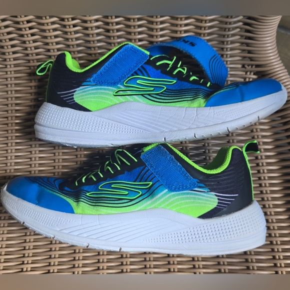 Skechers Kids Blue and Neon Green Sneakers - Picture 6 of 6